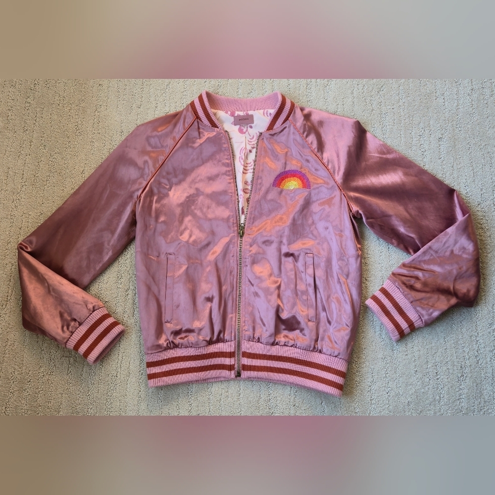 Mother Sunshine City Letterman Jacket Bomber S Rainbow Rare Satin Varsity Retro - Picture 5 of 17